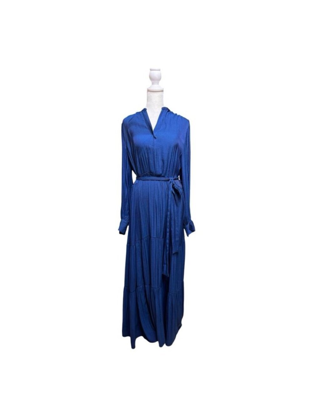 Banana Republic Blue Long Sleeve Tie Waist Maxi Dress Size M